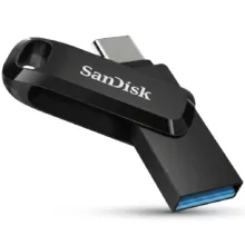 فلش مموری سن دیسک مدل Ultra Dual Drive Go ظرفیت 32 گیگابایت با دو رابط USB 3.2 و USB-C، سرعت خواندن 150 مگابایت بر ثانیه، بدنه فلزی، سازگار با گوشی، تبلت، کامپیوتر و مک
