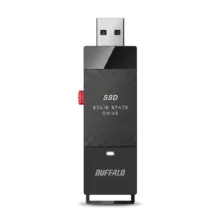 حافظه SSD قابل حمل بوفالو مدل PUT2.0U3B US Portable ظرفیت 2 ترابایت با سرعت خواندن تا 600 مگابایت بر ثانیه، رابط USB کشویی و مبدل USB-C