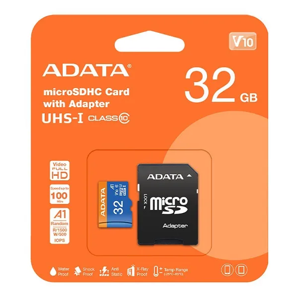 کارت حافظه microSDXC ای دیتا مدل Premier کلاس 10 استاندارد UHS-I V10 A1سرعت 100MBps ظرفیت 32 گیگابایت