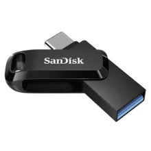 فلش مموری سن دیسک Ultra Dual Drive Go ظرفیت 256 گیگابایت با دو رابط USB Type-C و USB Type-A، طراحی چرخشی، سرعت خواندن 150 مگابایت بر ثانیه، سازگار با کامپیوتر، لپ‌تاپ، تبلت و گوشی موبایل
