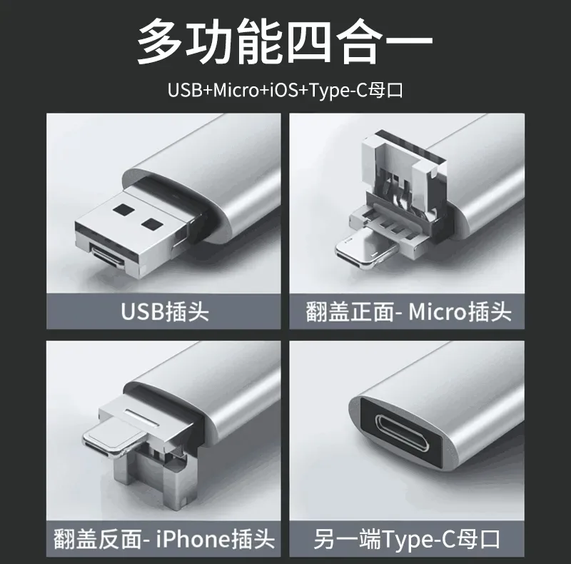 مبدل USB-C 3.0 OTG به USB/ MICROUSB/ لایتنینگ مدل IPAND3000M