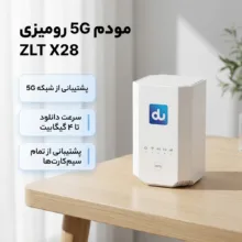 مودم 5G رومیزی ZLT X28 با پشتیبانی از همه سیم‌کارت‌های ایران، وای‌فای 6، سرعت دانلود 4 گیگابیت بر ثانیه، قابلیت تجمیع باند، پنل سوپر ادمین دائمی، اتصال USB Type-C و LAN
