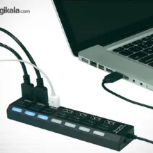 هاب یو اس بی 7 پورت همراه با کلید قطع و وصل