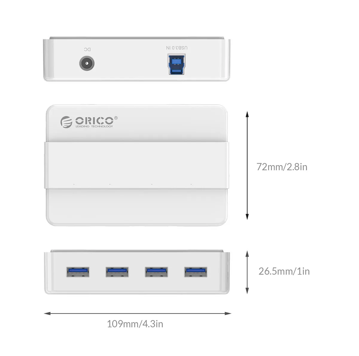 هاب 4 پورت USB3.0 اوریکو مدل H4928-U3-V1 با آداپتور