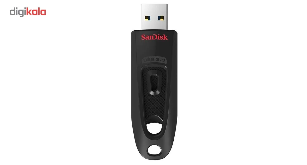 فلش مموری سن دیسک مدل CZ48 ظرفیت 64 گیگابایت با رابط USB 3.0، طراحی کشویی بدون درپوش، سرعت خواندن تا 100 مگابایت بر ثانیه و قابلیت رمزنگاری