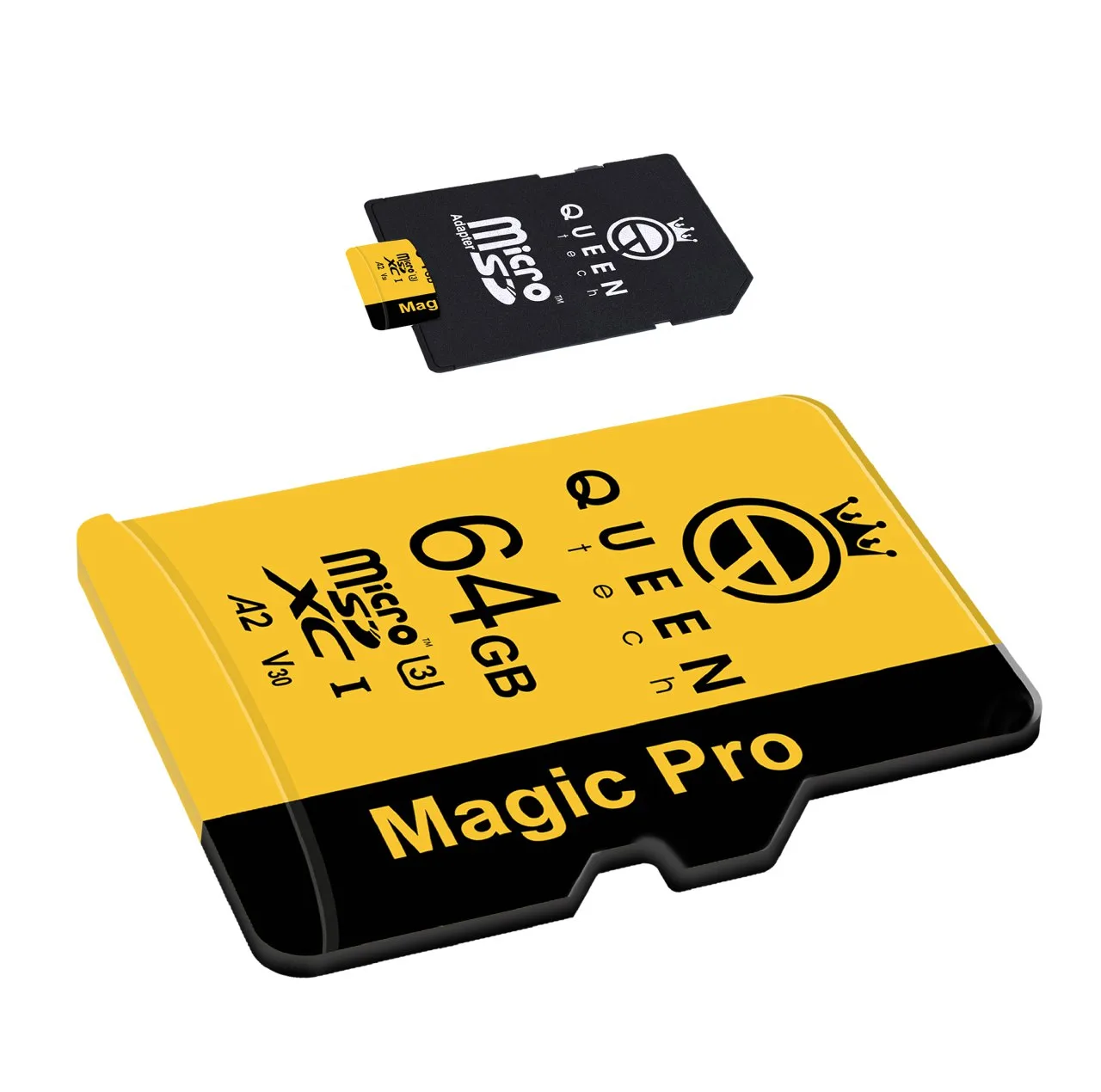 کارت حافظه Micro SD XC کوئین تک مدل A2-V30-633X کلاس 10 استاندارد UHS-l U3 سرعت 95MBps ظرفیت 64 گیگابایت به همراه آداپتور SD