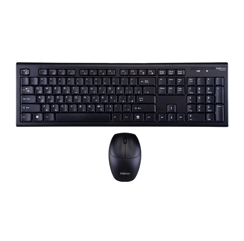 کیبورد و ماوس بی سیم هترون مدل HKCW130، سوییچ ممبران، Full-Size