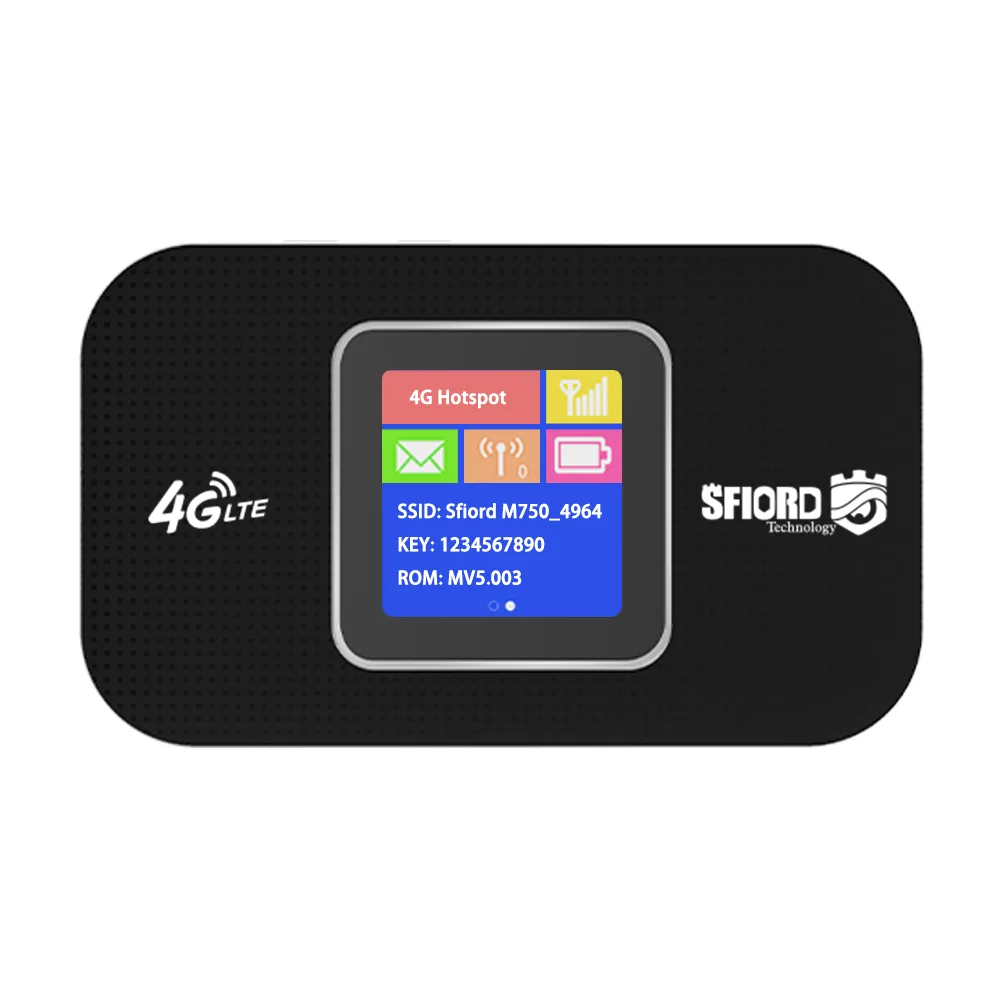 مودم 4G LTE قابل حمل اسفیورد مدل M750 با باتری 3000 میلیآمپرساعت، پشتیبانی از 10 کاربر همزمان، نمایشگر رنگی دیجیتال، اتصال بیسیم WIFI 802.11b/g/n و سرعت دانلود تا 150 مگابیت بر ثانیه