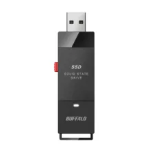 حافظه SSD قابل حمل بوفالو مدل PUT2.0U3B US Portable ظرفیت 2 ترابایت با سرعت خواندن تا 600 مگابایت بر ثانیه، رابط USB کشویی و مبدل USB-C