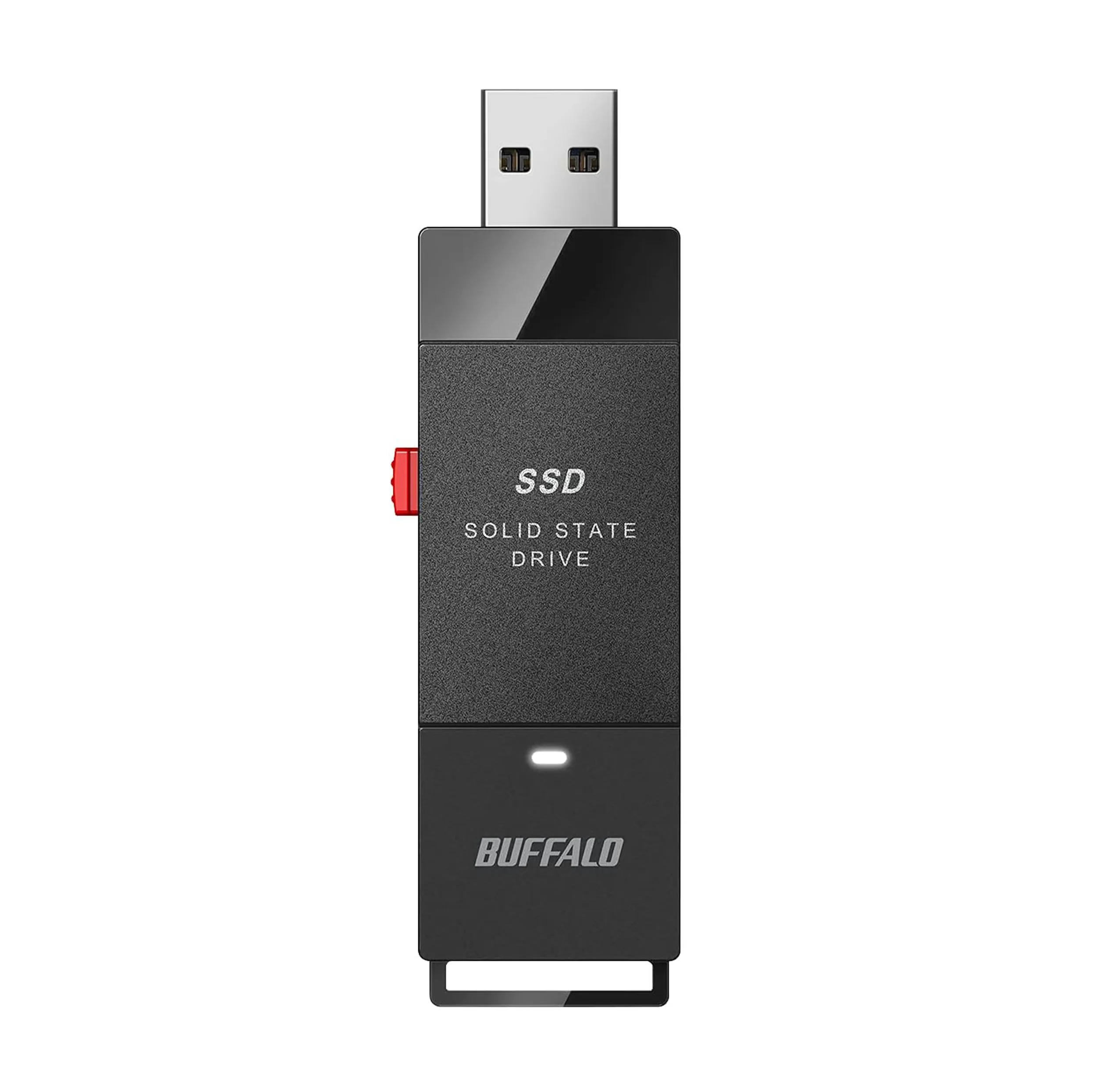 حافظه SSD قابل حمل بوفالو مدل PUT2.0U3B US Portable ظرفیت 2 ترابایت با سرعت خواندن تا 600 مگابایت بر ثانیه، رابط USB کشویی و مبدل USB-C