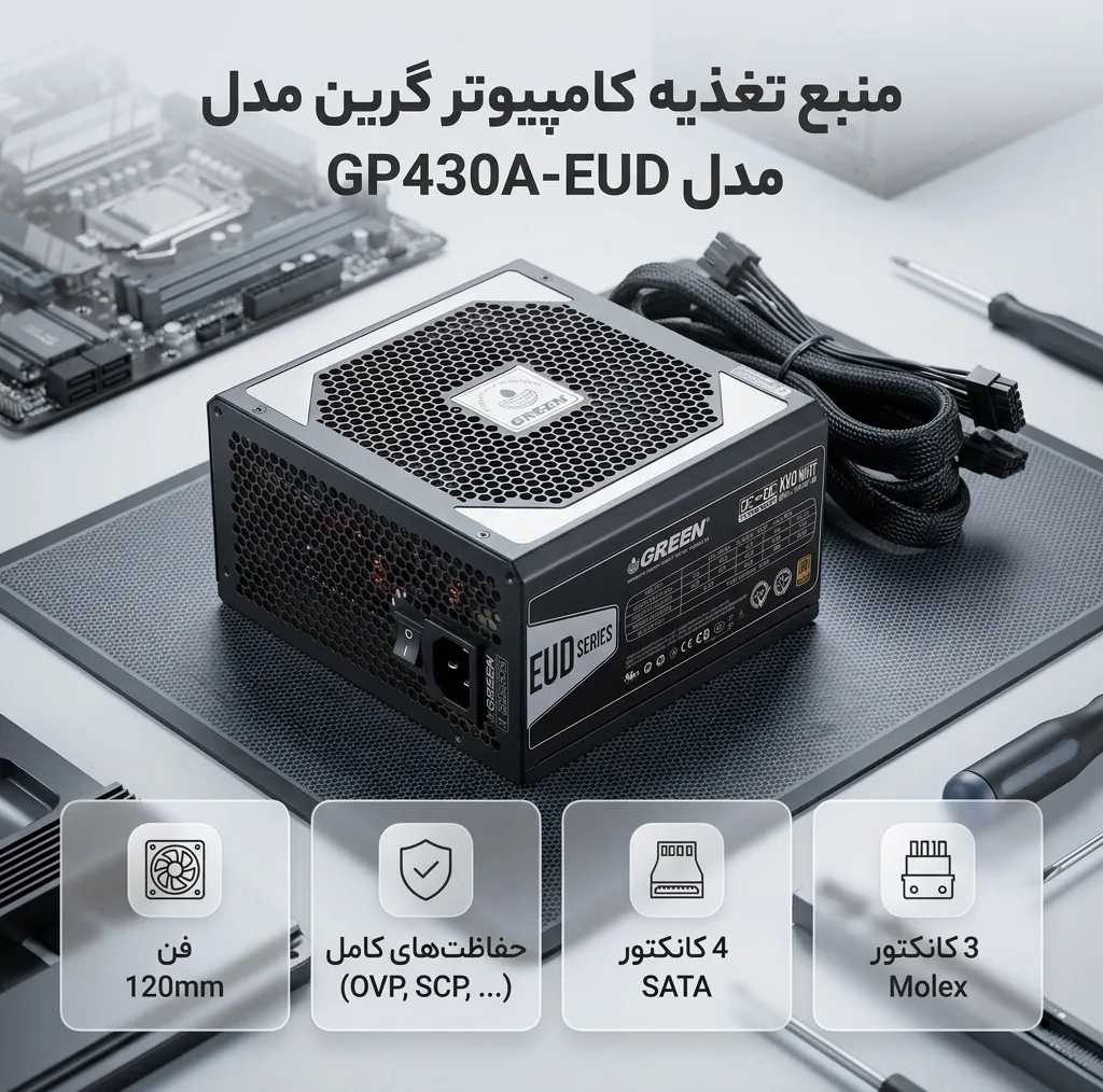 منبع تغذیه کامپیوتر گرین مدل GP430A-EUD