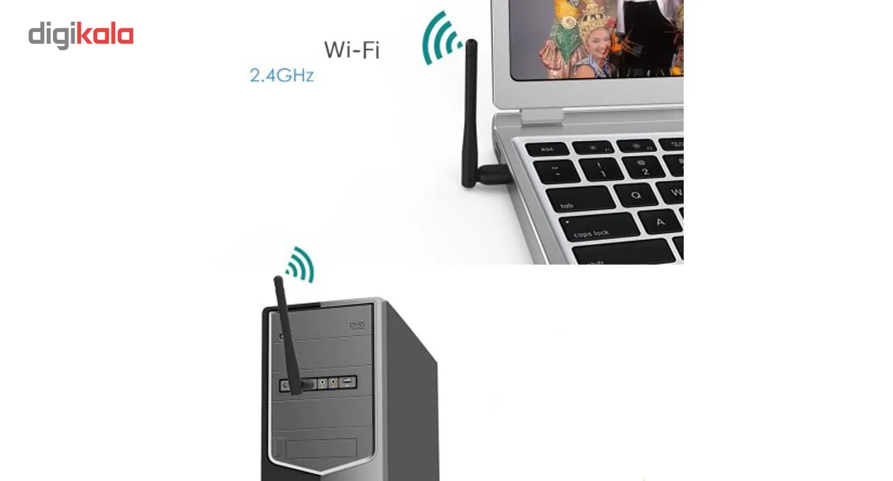 کارت شبکه usb بی سیم مدل 300Mbps آنتن کوتاه