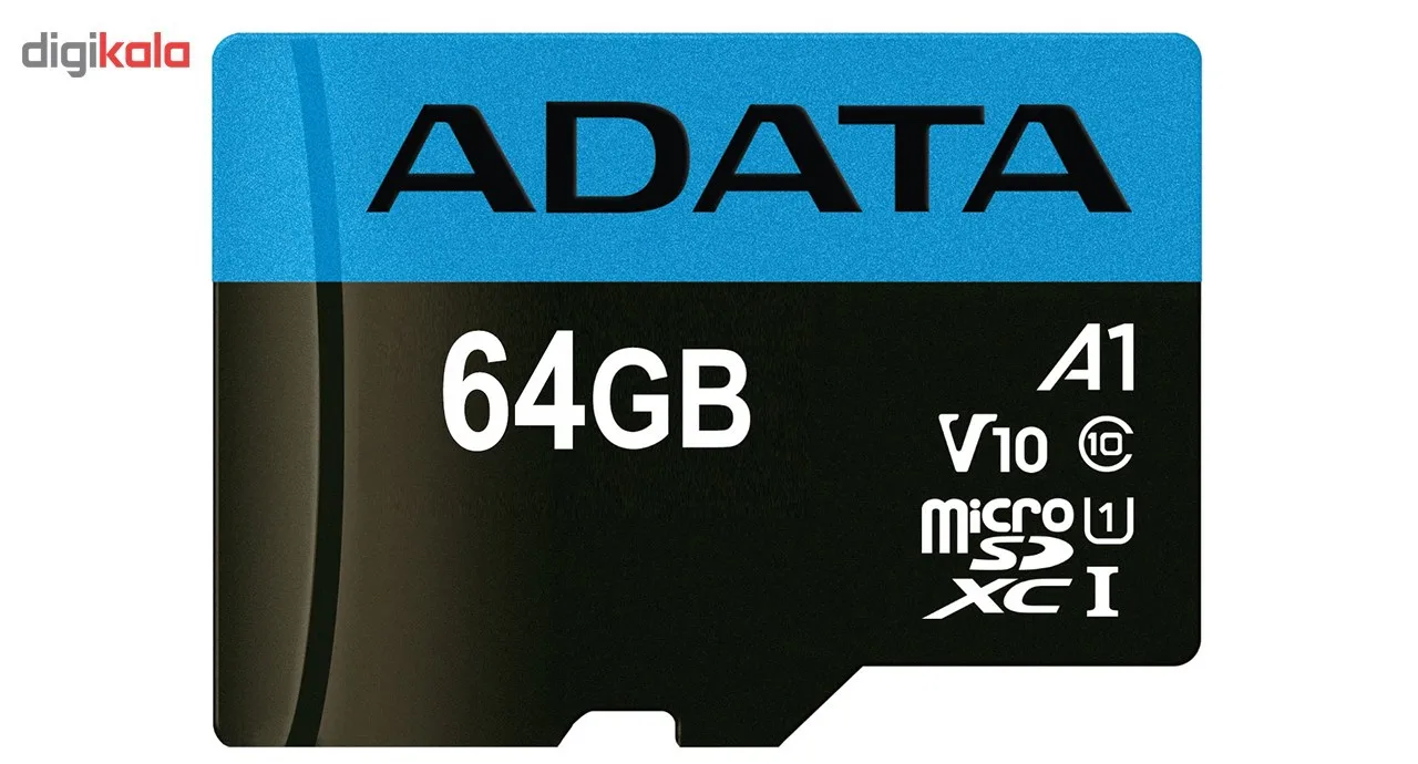 کارت حافظه microSDXC ای دیتا مدل Premier V10 A1 کلاس 10 استاندارد UHS-I سرعت 100MBps ظرفیت 64 گیگابایت