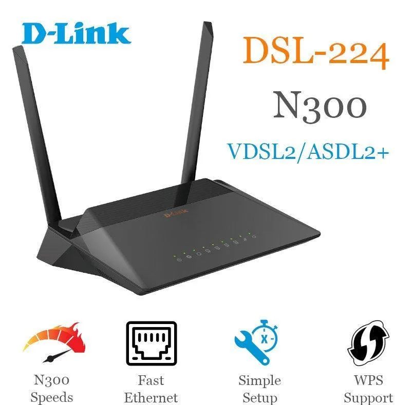 مودم روتر VDSL/ADSL دی-لینک مدل DSL224 - VDSL2/ADSL2+ Wireless N300 4-port router