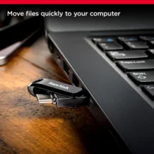 فلش مموری 512 گیگابایت سن دیسک مدل Ultra Dual Drive Go با رابط‌های USB Type-A و USB Type-C، وزن 5 گرم