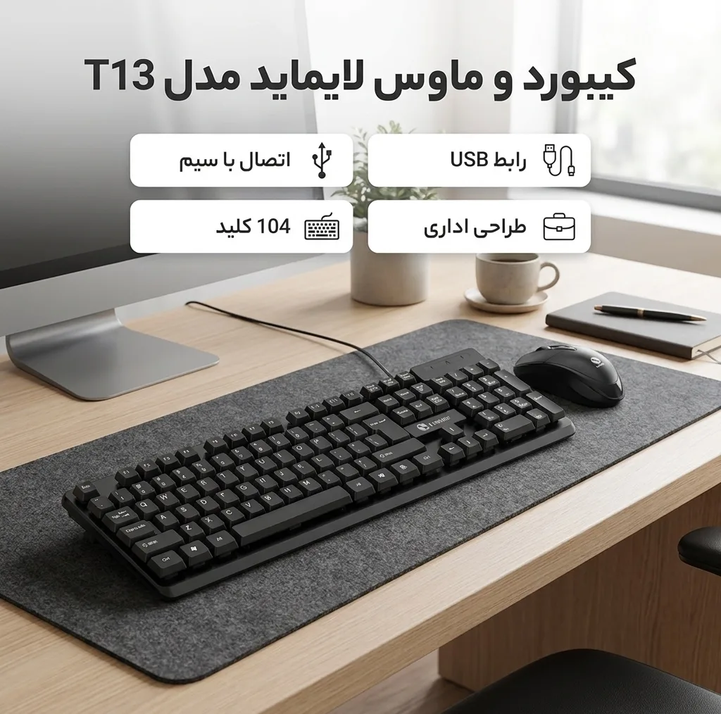 کیبورد و موس لایماید مدل T13 کد OFFICE-2024