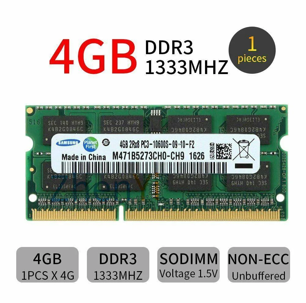 رم لپتاپ 4 گیگابایت DDR3 سامسونگ مدل 10600s فرکانس 1333 مگاهرتز تک کاناله