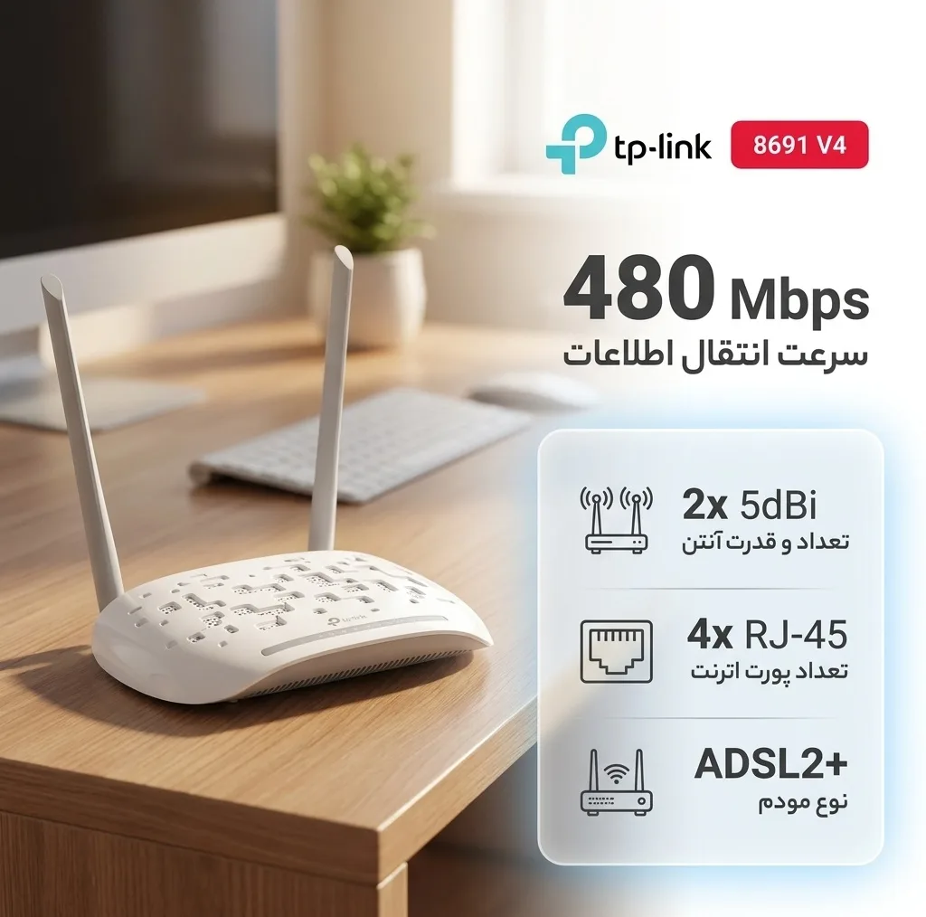 مودم روتر +ADSL2 تی پی-لینک مدل 8691 V4