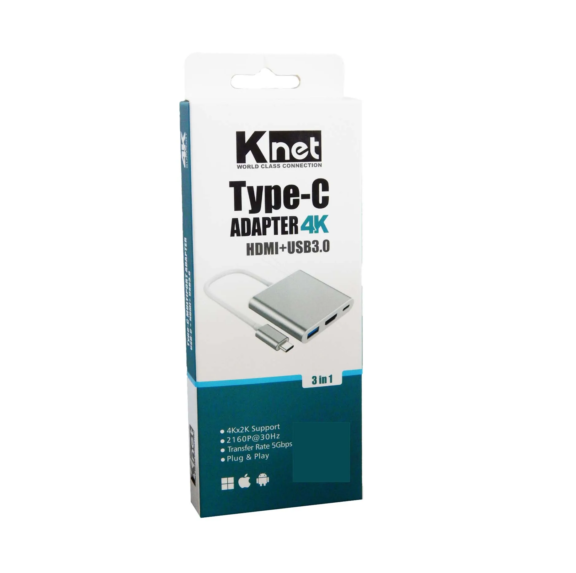 مبدل USB-C به HDMI/USB کی نت مدل K-COUC30HU