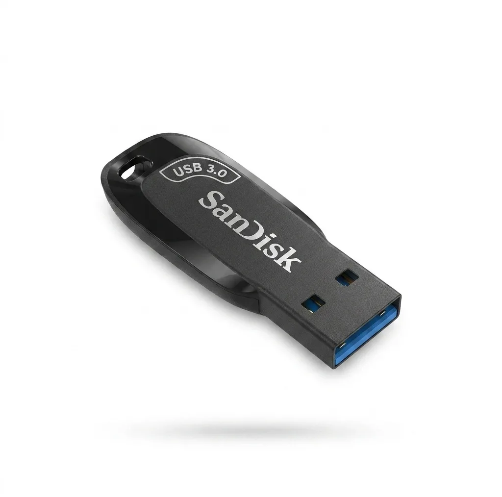 فلش مموری 64 گیگابایت سن دیسک مدل ULTRA SHIFT CZ410 با رابط USB 3.1، سرعت خواندن 100 مگابایت بر ثانیه، نرم‌افزار امنیتی SanDisk SecureAccess و بازیابی فایل RESCUEPRO Deluxe، مناسب ضبط خودرو و تلویزیون
