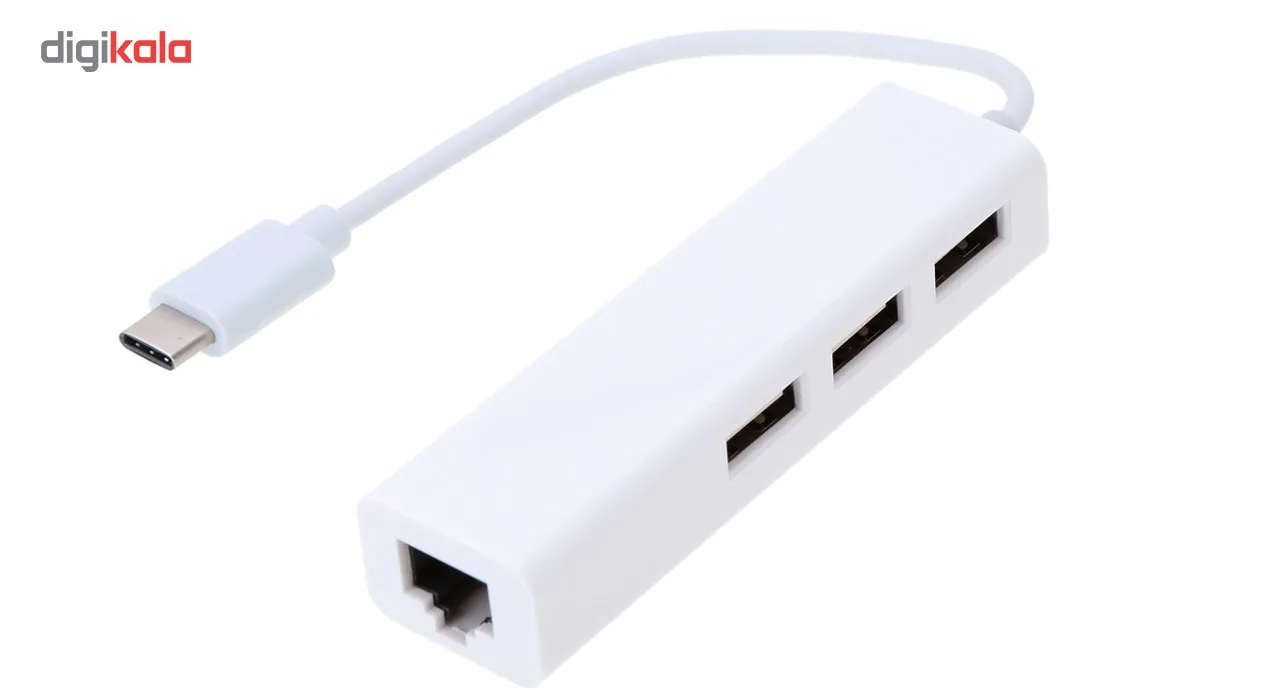 هاب USB-C به USB2.0/Ethernetسه پورت مدل YS-LAN26