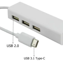 هاب USB-C به USB2.0/Ethernetسه پورت مدل YS-LAN26