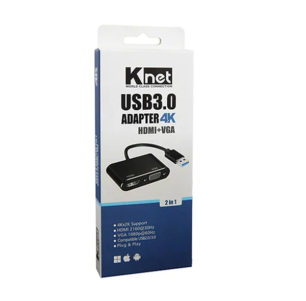 تبدیل USB 3.0 به HDMI کی نت مدل K-COUA30HV