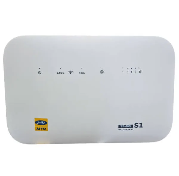 مودم 4G/TD-LTE خانگی ایرانسل مدل TF-i60 S1 با پشتیبانی همزمان 32 کاربر، 4 شبکه بیسیم مستقل، 4 پورت LAN، آنتن 5dBi و سیمکارت 300 گیگابایت اینترنت 6 ماهه