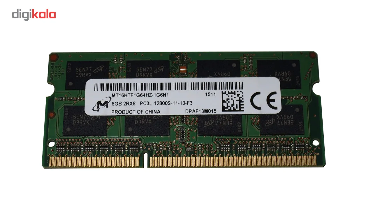 رم لپتاپ میکرون DDR3L ظرفیت 8 گیگابایت فرکانس 1600 مگاهرتز مدل 1600 PC3L 12800S تک ماژول