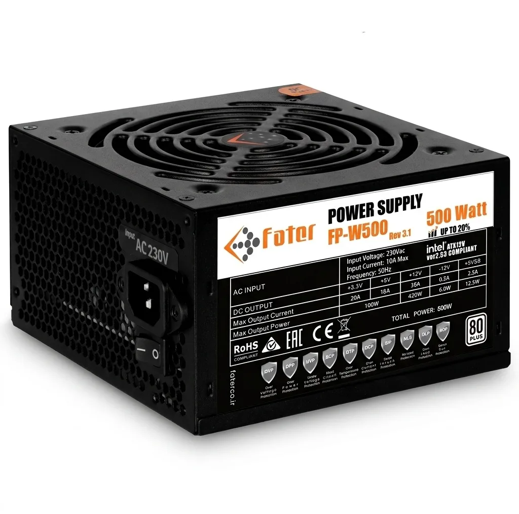منبع تغذیه کامپیوتر 500 وات فاطر مدل FP-W500 80Plus 500W