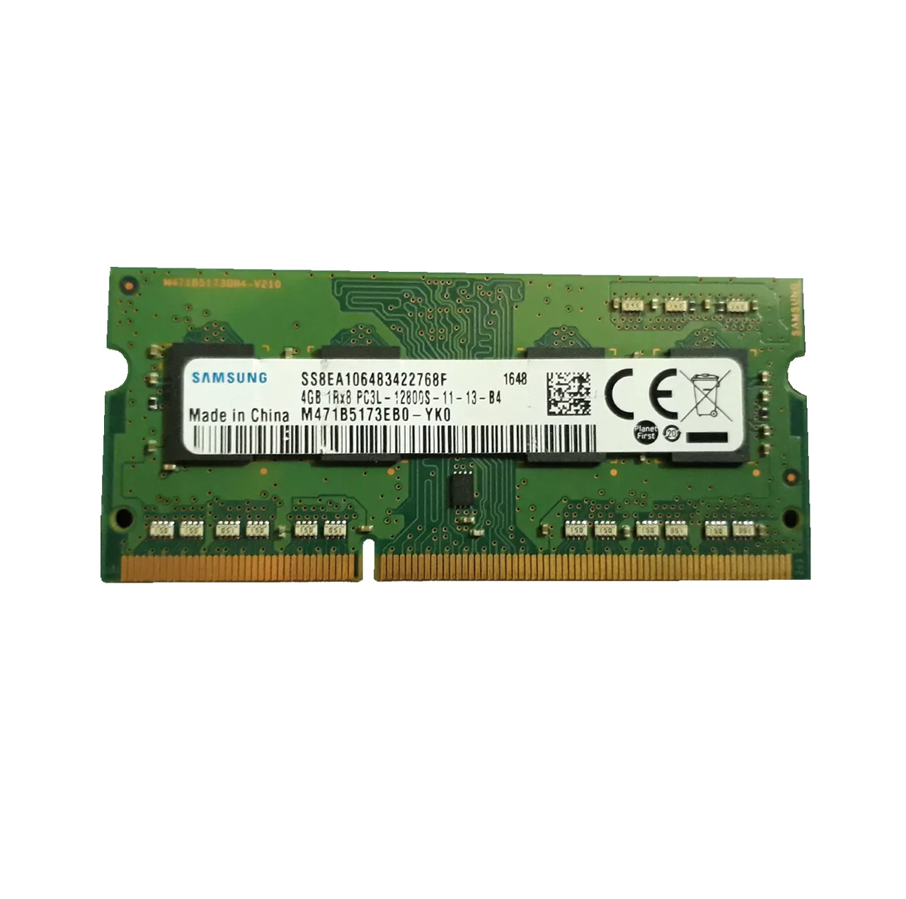رم لپ‌تاپ سامسونگ DDR3L SO-DIMM مدل M471B5173EB0-YKO ظرفیت 4 گیگابایت فرکانس 1600 مگاهرتز تایمینگ CL11 و 204 پین
