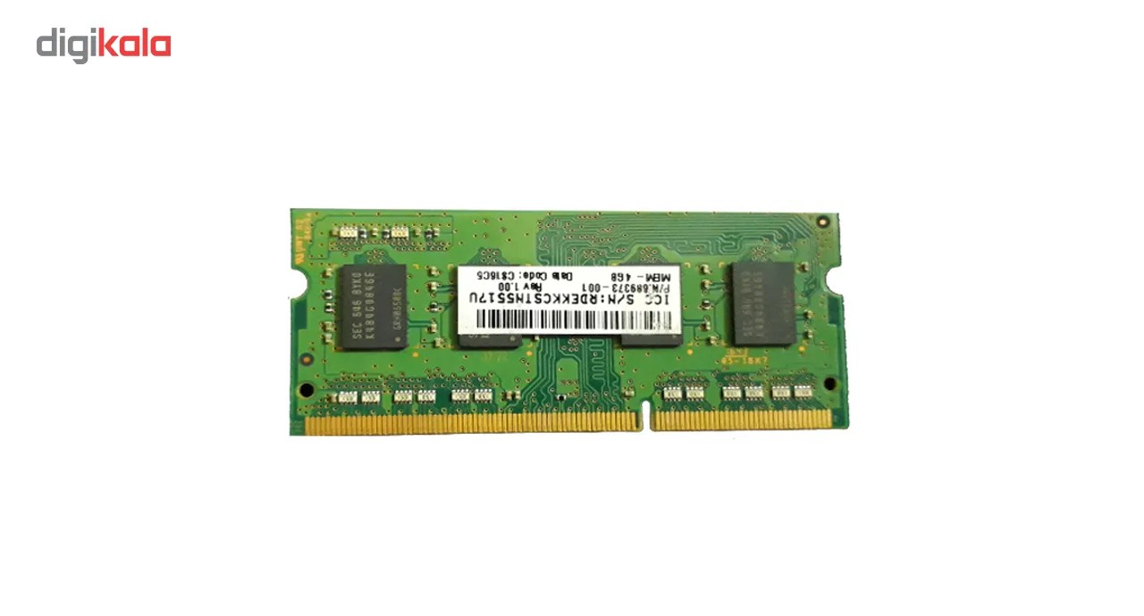 رم لپ‌تاپ سامسونگ DDR3L SO-DIMM مدل M471B5173EB0-YKO ظرفیت 4 گیگابایت فرکانس 1600 مگاهرتز تایمینگ CL11 و 204 پین