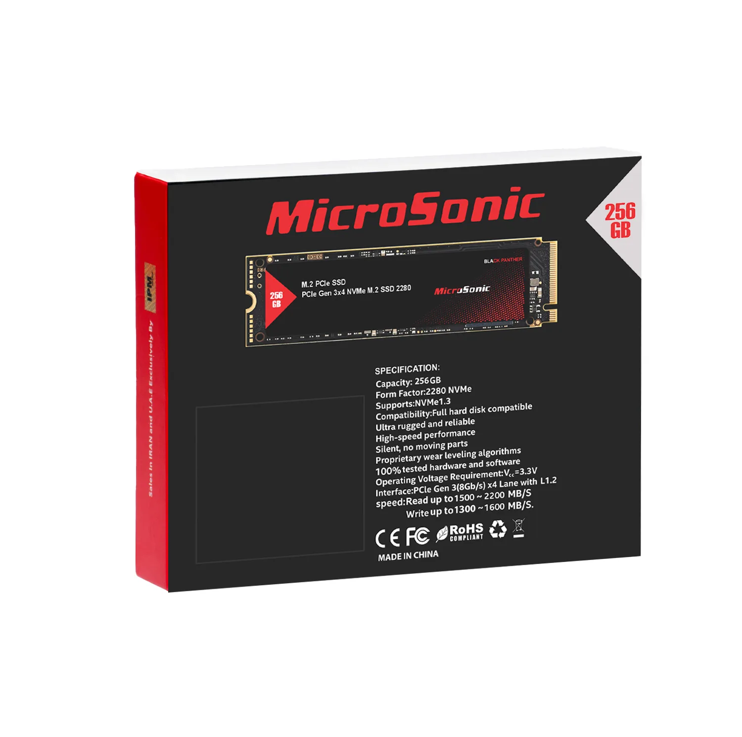 اس اس دی اینترنال PCIe Gen3 x4 میکروسونیک مدل BLACK PANTHER ظرفیت 256 گیگابایت