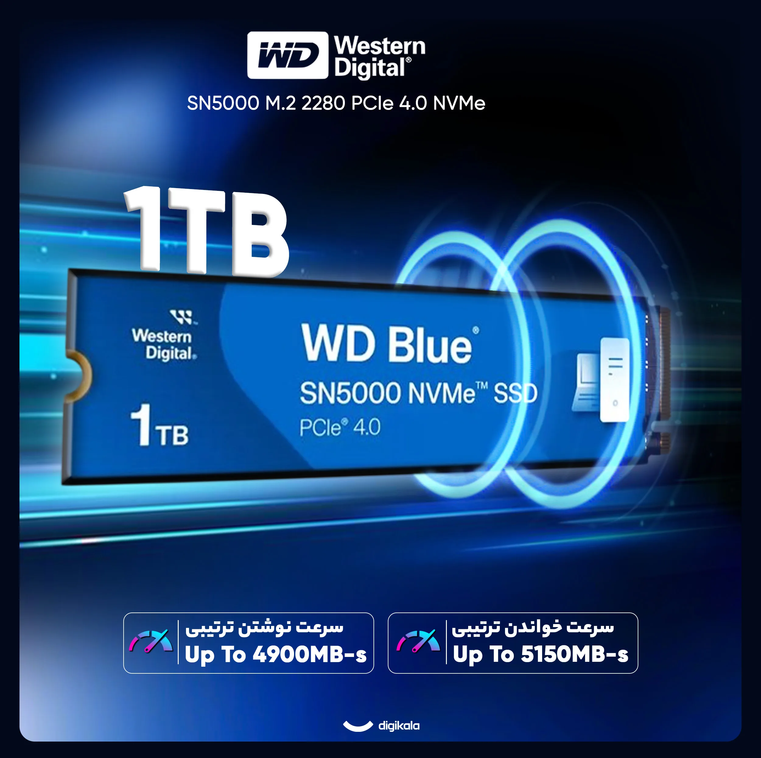 اس اس دی اینترنال PCIe Gen4 x4 وسترن دیجیتال مدل SN5000 ظرفیت 1 ترابایت