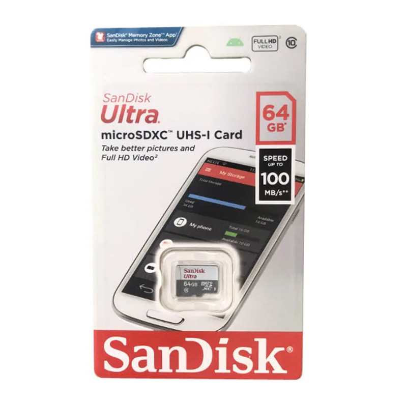 کارت حافظه microSDXC سن دیسک مدل Ultra کلاس 10 استاندارد UHS-I U1 سرعت 100MBps ظرفیت 64 گیگابایت
