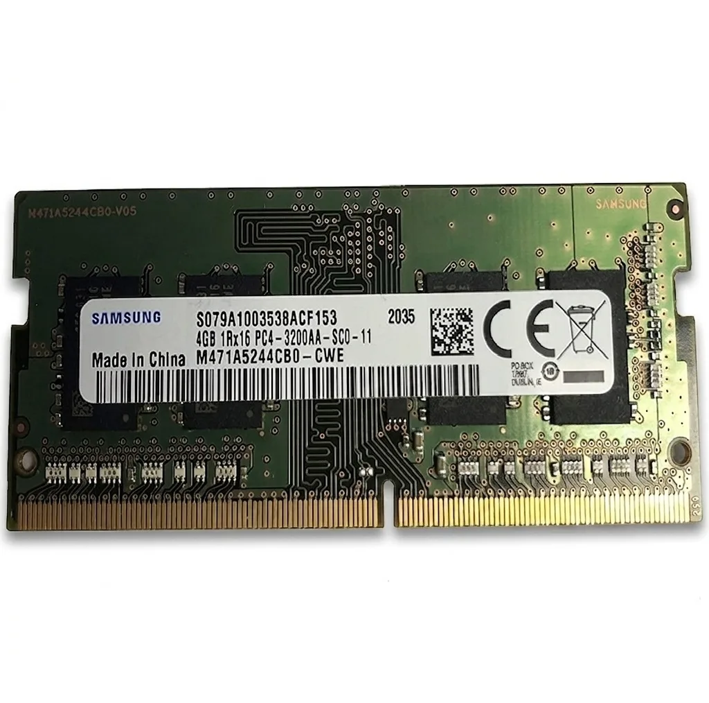 رم لپ‌تاپ DDR4 تک کاناله 4 گیگابایت سامسونگ مدل SODIMM با فرکانس 3200 مگاهرتز و تایمینگ CL19