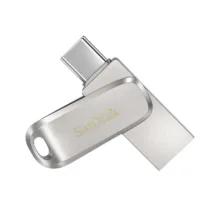 فلش مموری سن دیسک Ultra Dual Drive Luxe ظرفیت 512 گیگابایت با دو رابط USB 3.2 Type-C و Type-A، طراحی چرخشی، بدنه فلزی و سازگار با گوشی، تبلت، کامپیوتر و تلویزیون