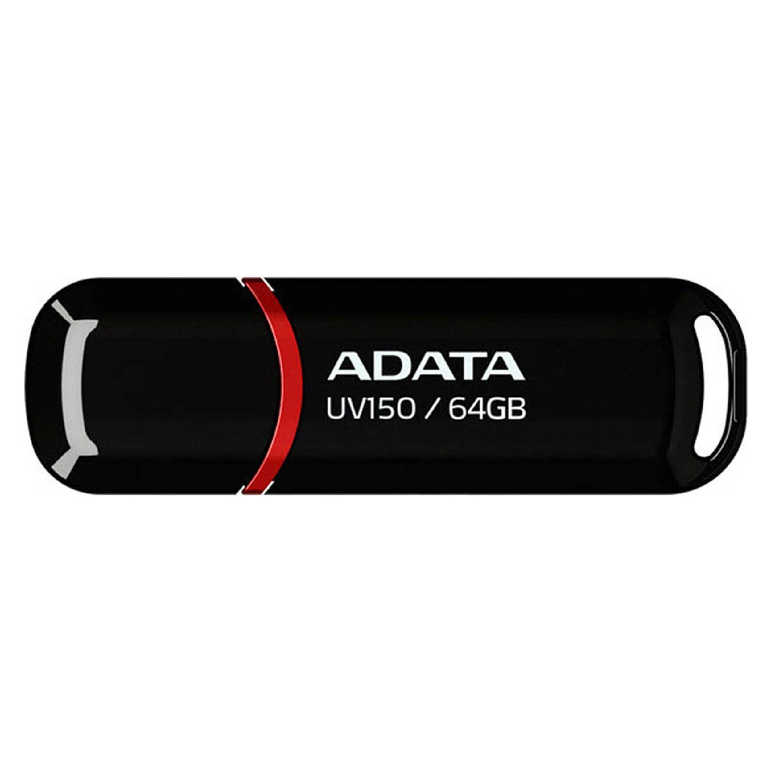 فلش مموری ای دیتا مدل UV150 ظرفیت 64 گیگابایت، رابط USB 3.2 Gen1 با سرعت خواندن 100 مگابایت بر ثانیه، درپوش‌دار، سازگار با ویندوز، مک و لینوکس، مناسب موبایل، تبلت، لپ‌تاپ و تلویزیون