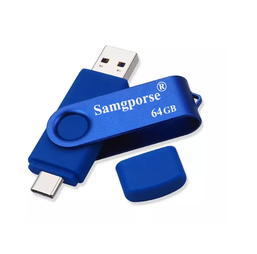 فلش مموری 64 گیگابایت سمگپرس مدل OTG USB Type C با قابلیت اتصال مستقیم به گوشی‌های دارای درگاه Type C و درپوش محافظ درگاه