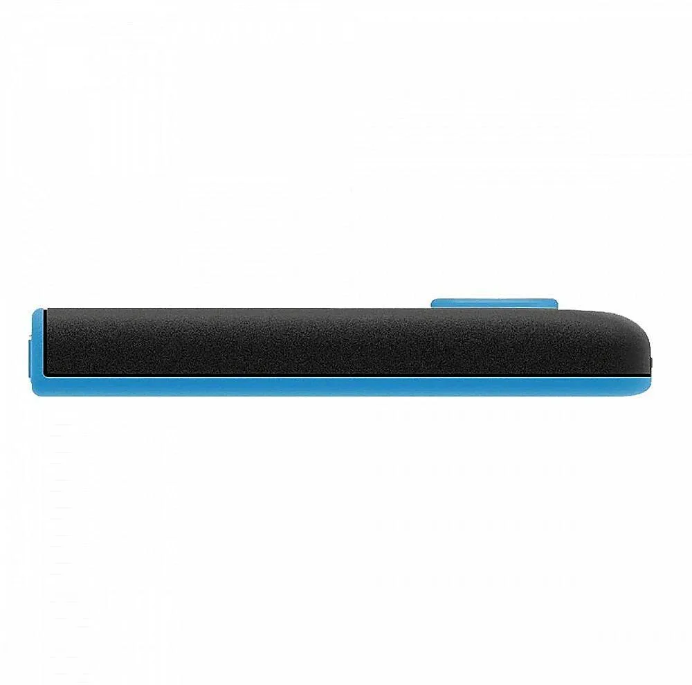 فلش مموری کشویی ای‌دیتا مدل DashDrive UV128 ظرفیت 64GB، رابط USB 3.0 با سرعت خواندن 90 و نوشتن 40MB/s، طراحی ضد خش و ضد گرد و خاک، قابلیت اتصال بند حمل