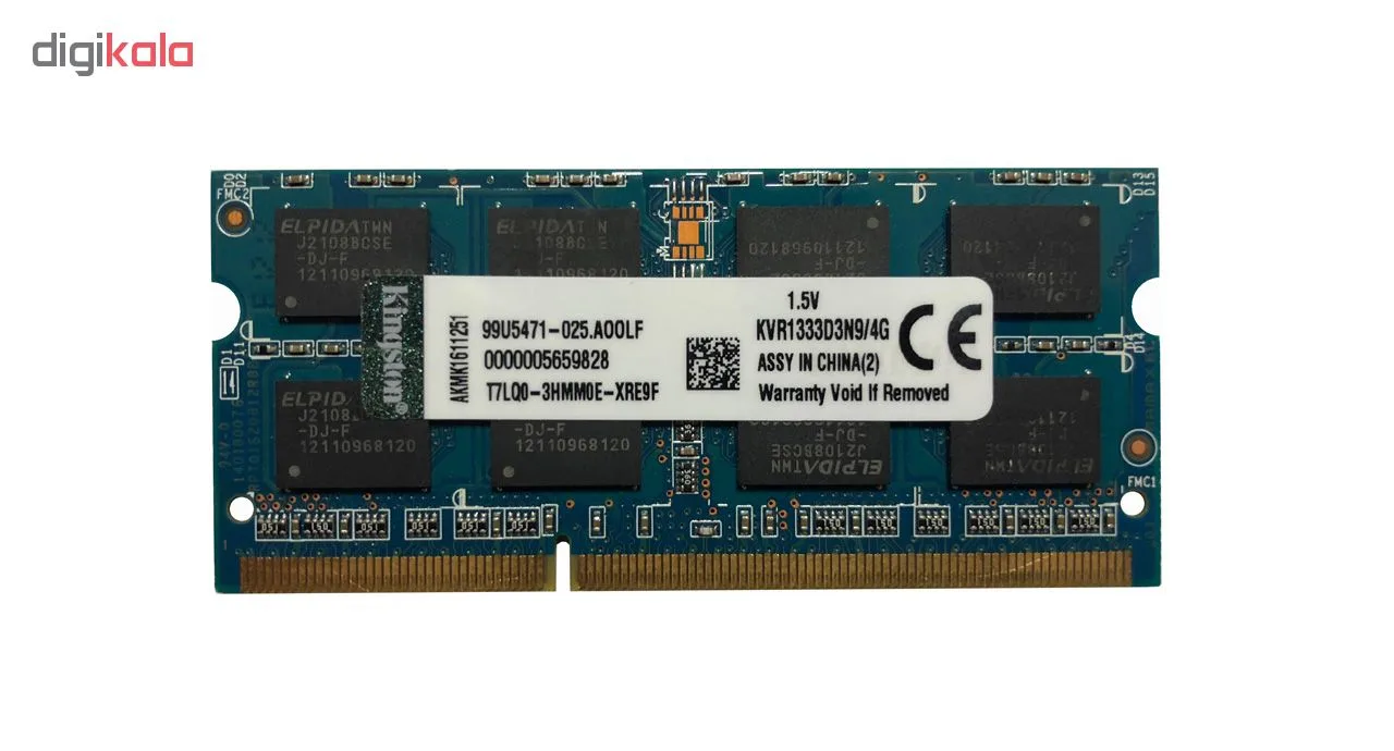 رم لپ تاپ کینگستون مدل 10600 DDR3 1333MHz ظرفیت 4 گیگابایت