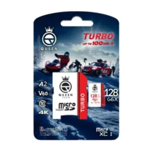 کارت حافظه MicroSDXC کوئین تک مدل TURBO-V60-A2-4K-667X کلاس 10 استاندارد U3 سرعت 100MB/S ظرفیت 128 گیگابایت به همراه آداپتور SD