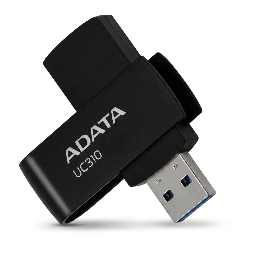 فلش مموری ای دیتا مدل UC310 ظرفیت 64 گیگابایت با رابط USB 3.2 Gen1، طراحی چرخشی، سازگار با ویندوز، مک، لینوکس، بدون نیاز به نصب درایور و مناسب استفاده در کامپیوتر، لپ‌تاپ، گوشی و تلویزیون