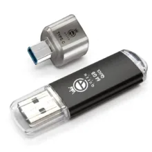 فلش مموری کوئین تک مدل QUICK C-PLUS ظرفیت 64 گیگابایت با رابط USB 2.0 و مبدل USB-C، سرعت انتقال 30 مگابایت بر ثانیه، طراحی درپوش‌دار، مناسب گوشی، تبلت، کامپیوتر و تلویزیون
