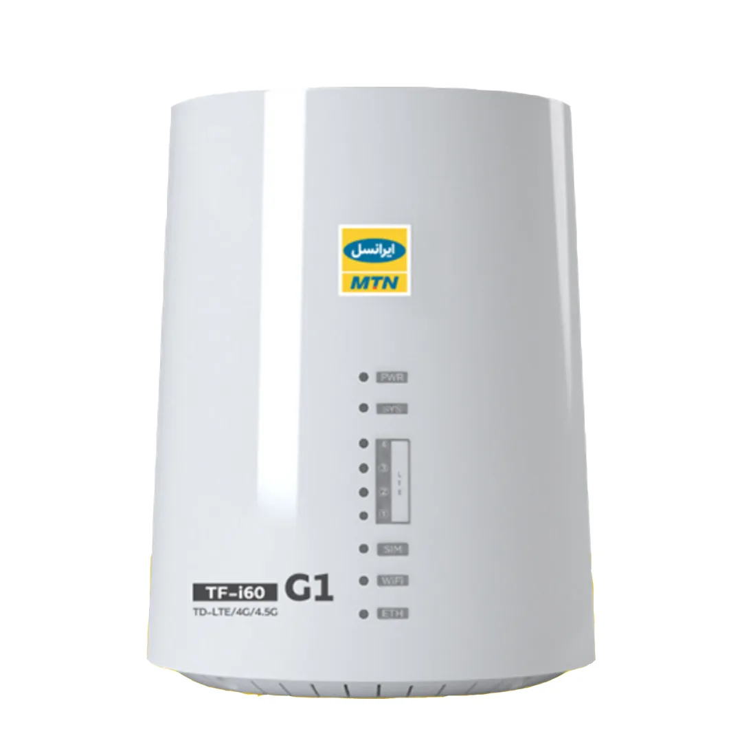 مودم رومیزی 4G/TD-LTE ایرانسل مدل TF-i60 G1 با پشتیبانی تا 32 کاربر، آنتن داخلی، پورت LAN، نشانگر LED و سیم‌کارت دائم ایرانسل با 20 گیگابایت اینترنت 6 ماهه