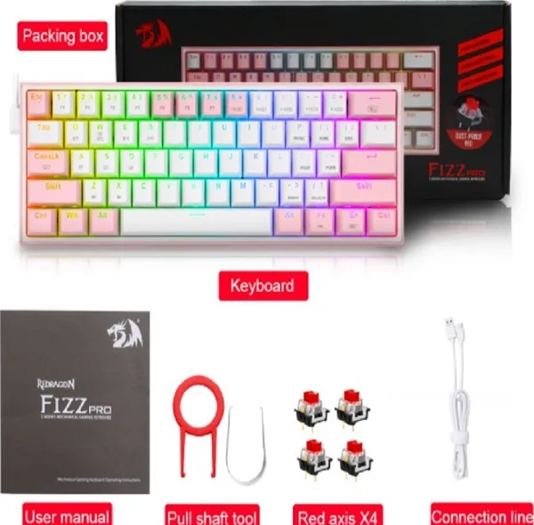 کیبورد مخصوص بازی ردراگون مدل K616 FIZZ PRO RGB