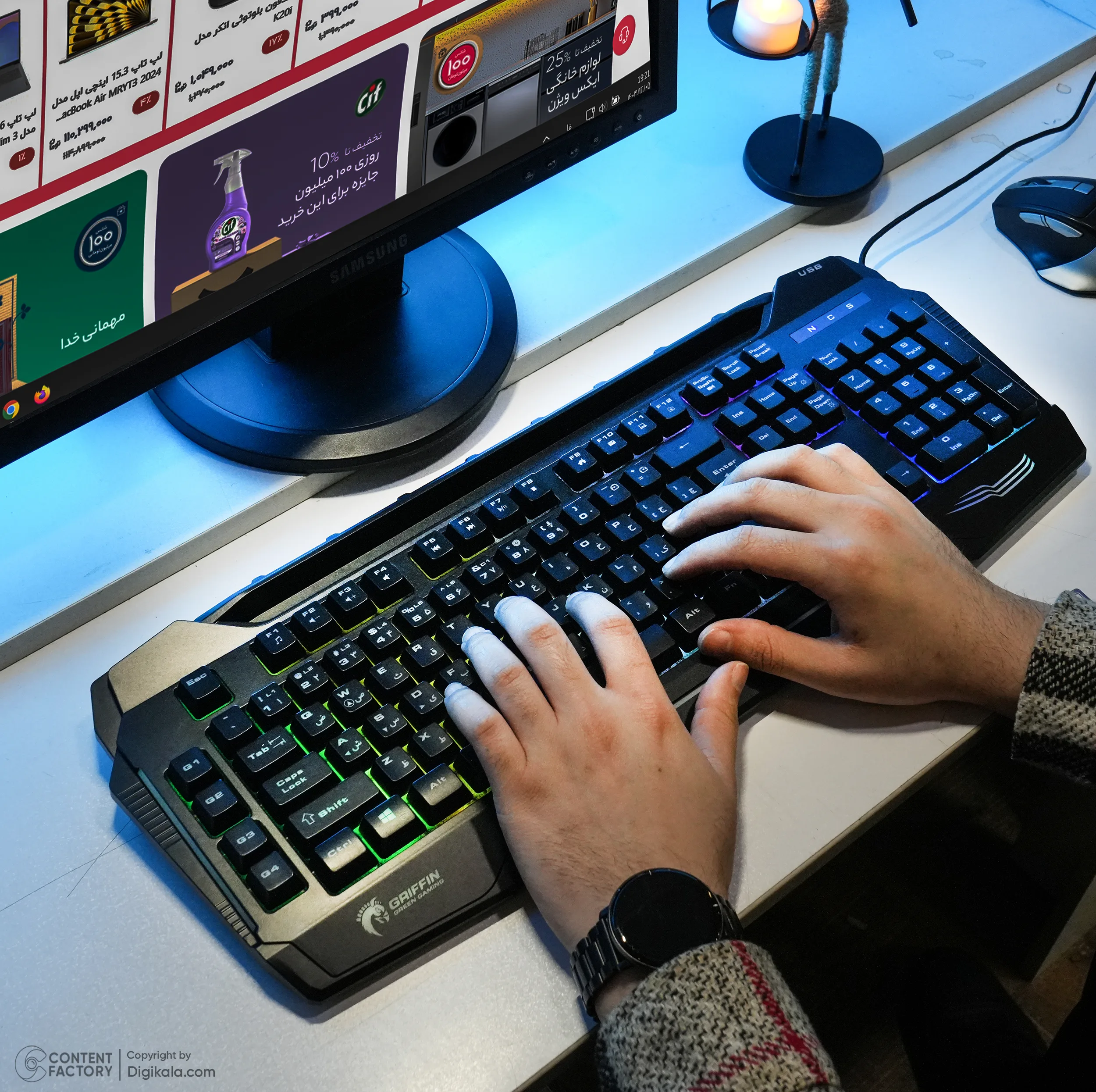 کیبورد گیمینگ گرین مدل GK702-RGB، Full-Size نورپردازی RGB