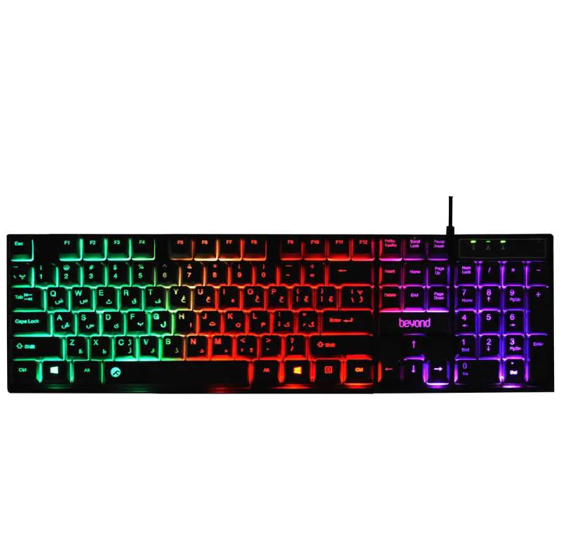 کیبورد بیاند مدل BK-7120 RGB، سوئیچ ممبران، Full-Size، نورپردازی LED RGB