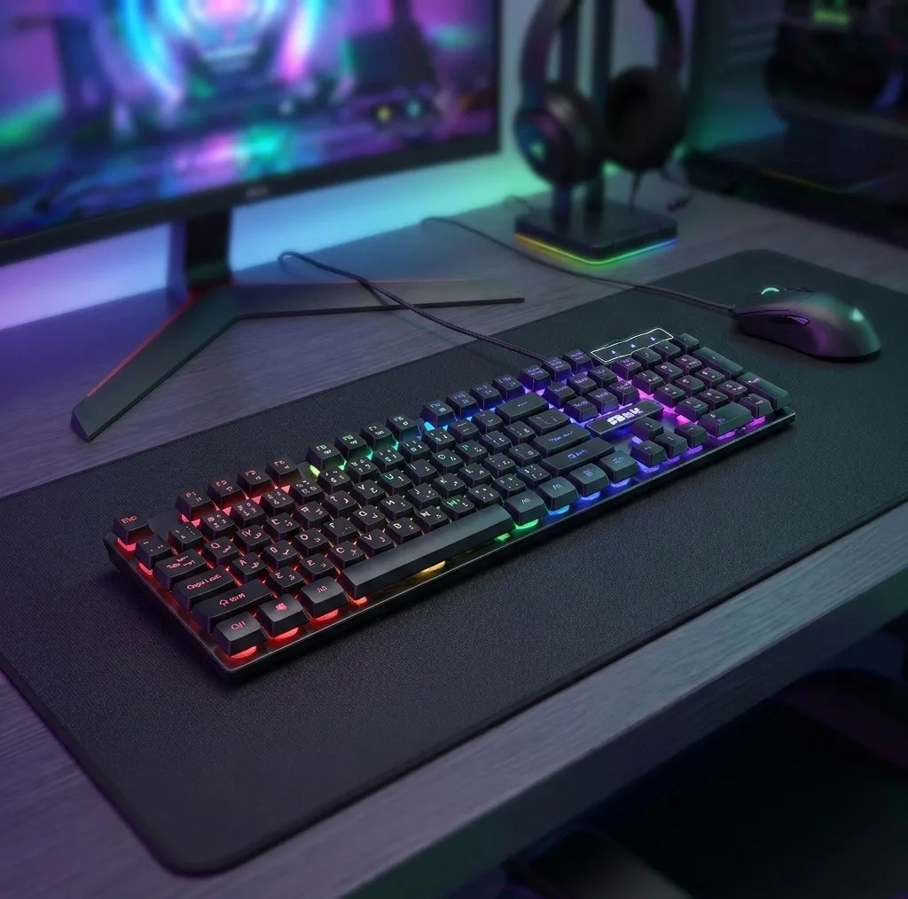 کیبورد گیمینگ سابیت مدل GK-5200، سوییچ ممبران، Full-Size، نورپردازی LED RGB