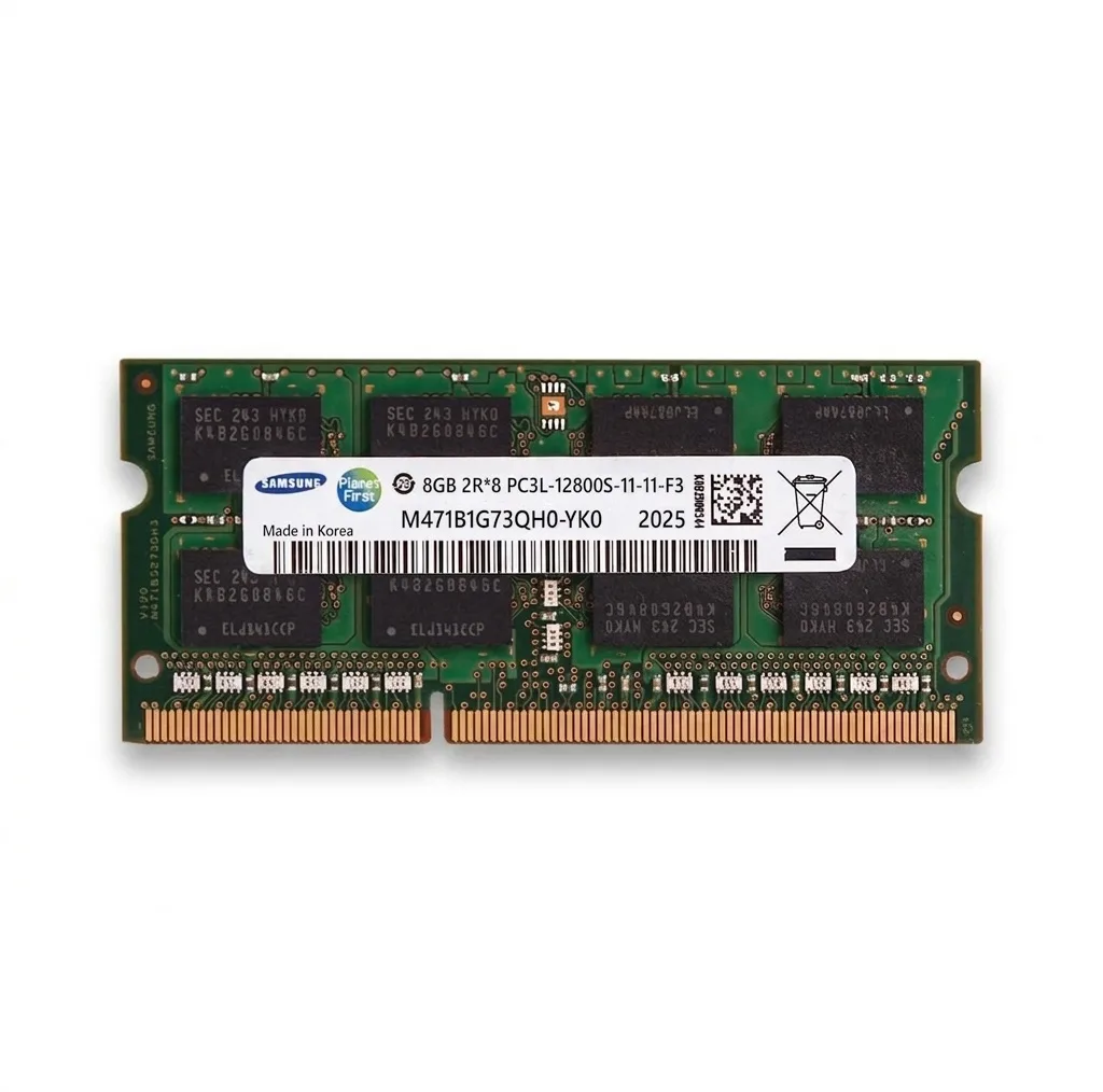 رم لپ‌تاپ DDR3 8 گیگابایت تک کاناله سامسونگ مدل PC3L 12800S فرکانس 1600 مگاهرتز تایمینگ CL11 ولتاژ 1.35 ولت SO-DIMM